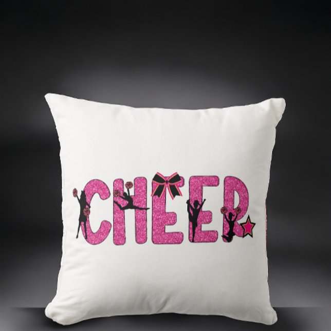 Rosa glitter cheer / Cheerleader Pom Poms-dekor Kudde (Skapare uppladdad)
