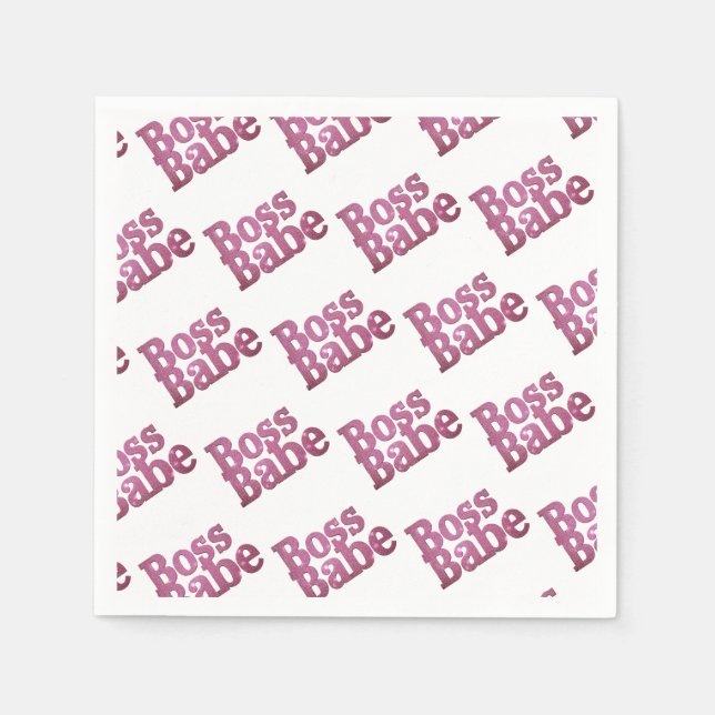 Rosa Glitter Chef Babe Pappersservett (Framsidan)
