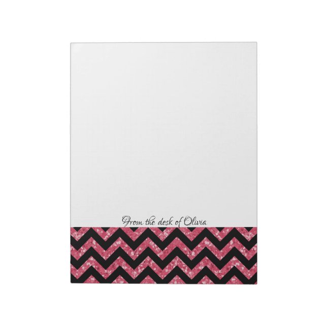 Rosa Glitter Chevron Anteckningsblock (Roterad)