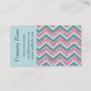 Rosa Glitter Chevron ZigZag Mönster Affärskort Visitkort