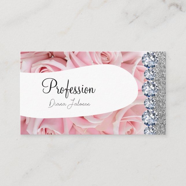 Rosa Glitter Chic Guld Artist Ro Guld Business C Visitkort (Framsida)