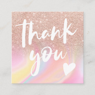 rosa glitter chic regnbåge tack vare fyrkantigt visitkort