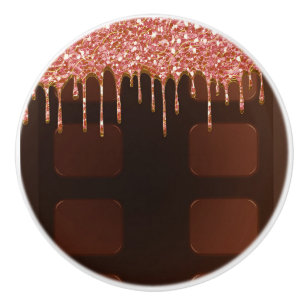 Rosa Glitter Chocolate Drip Sugar Sweets Girly Knopp