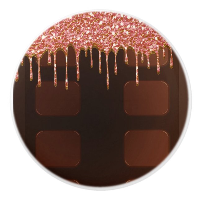 Rosa Glitter Chocolate Drip Sugar Sweets Girly Knopp (Framsidan)