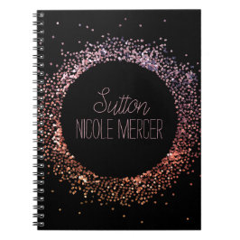 Rosa Glitter Circle Anteckningsbok