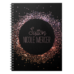 Rosa Glitter Circle Anteckningsbok