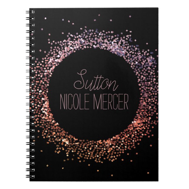 Rosa Glitter Circle Anteckningsbok (Framsidan)