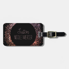 Rosa Glitter Circle Bagagebricka