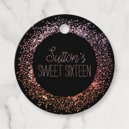 Rosa Glitter Circle Gåvor Etiketter