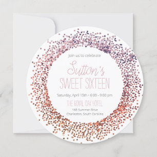Rosa Glitter Circle Inbjudningar