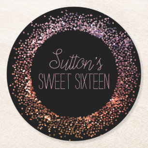 Rosa Glitter Circle Underlägg Papper Rund