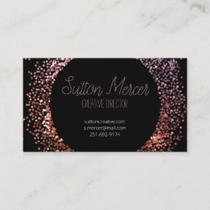 Rosa Glitter Circle Visitkort