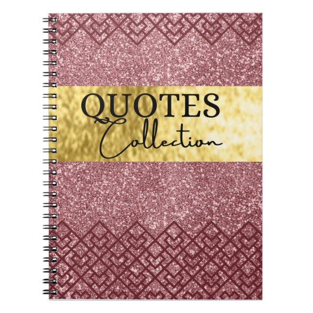 rosa glitter citerar kravnoter för  anteckningsbok (Framsidan)