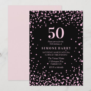 Rosa Glitter Confetti 50:e Födelsedagsfesten Inbju Inbjudningar