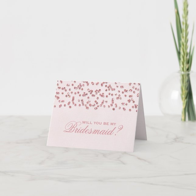 Rosa Glitter Confetti, kommer du att bli min bride Inbjudan (Framsida)