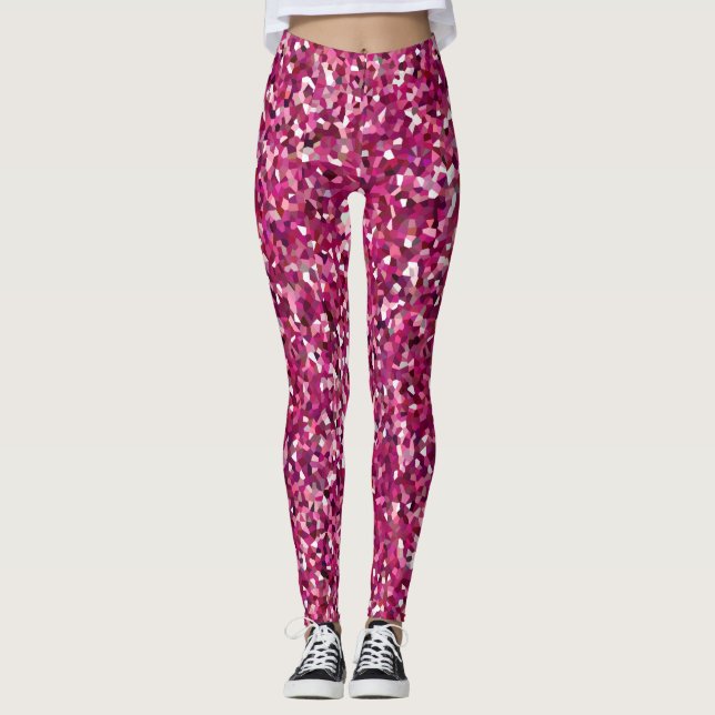 Rosa Glitter confetti/Mosaic All-over-Print Leggings (Framsida)