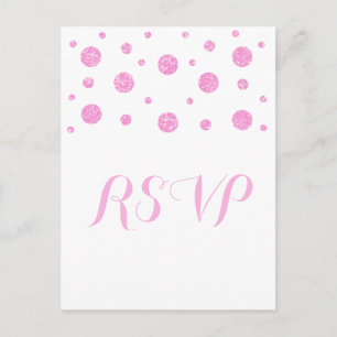Rosa Glitter Confetti Response Postcard Inbjudan Vykort