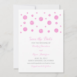 Rosa Glitter confetti Spara datum Inbjudan
