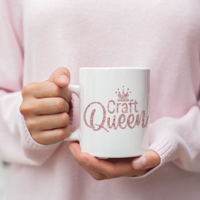 Rosa Glitter Craft Queen Kaffemugg (Pink Glitter Craft Queen Coffee Mug)
