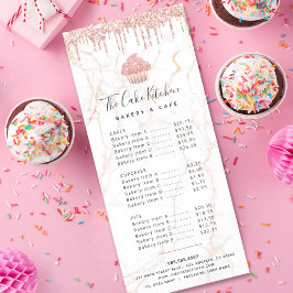 Rosa Glitter Cupkaka Marble Bakery Dessert Menu Reklamkort