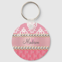 Rosa Glitter, Damask, tuftad med faux rhinestones