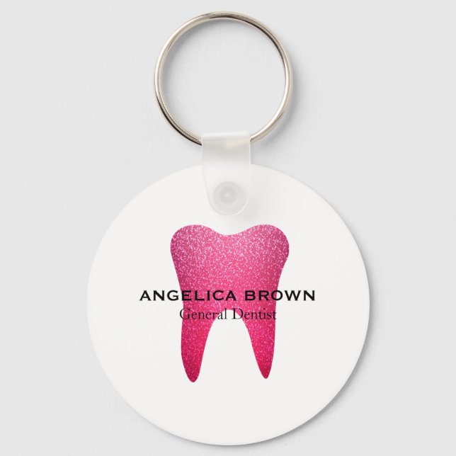 Rosa Glitter Dental Nyckelring (Framsida)
