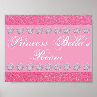 Rosa Glitter Diamond Princess Room Personlig Poster