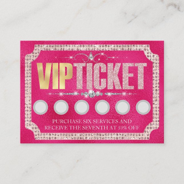 Rosa Glitter & Diamonds VIP-kundförmånskort Visitkort (Framsida)