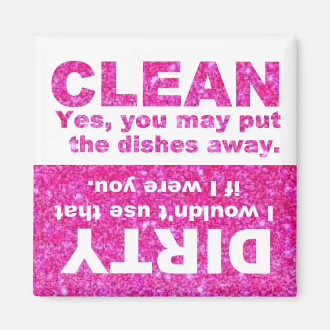 Rosa Glitter Dishwasher Magnet (Framsidan)