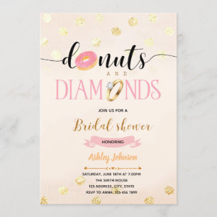 Rosa glitter donuts och diamantinbjudan inbjudningar