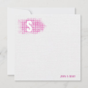 Rosa Glitter Dots Monogram Kort
