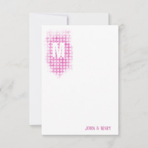 Rosa Glitter Dots Monogram Kort