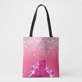 Rosa Glitter Drift Tote Bag Tygkasse