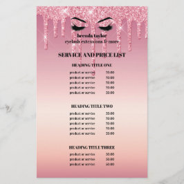 Rosa Glitter Dripps EYELASH SALON SERVICE LIST  Flygblad