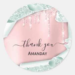 Rosa Glitter Drips Möhippa Sweet16th Tackton Runt Klistermärke