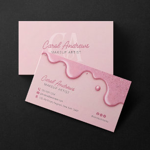 Rosa Glitter Drips Sminkartist Ögonfrans Skönhetss Visitkort