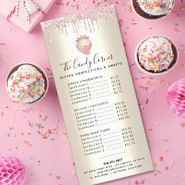 Rosa Glitter Drives Chocolate Dessert Guld Menu Reklamkort