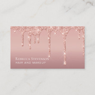 Rosa Glitter Drives Hair Makeup Visitkort