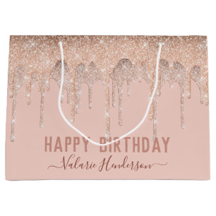 Rosa Glitter Drives Lycklig BirthdayFavor Bag