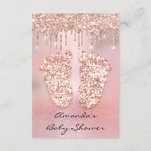 Rosa Glitter Drives Ro Guld Baby Shower Feet Feet Inbjudningar