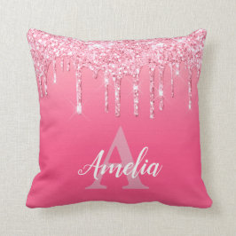 Rosa Glitter-drivrutiner Lägg till dina egna monog Kudde