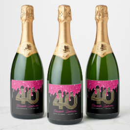 Rosa Glitter Dropp 40-års Födelsedags Gnistrande V