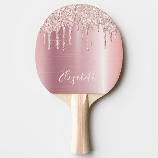 Rosa glitter dropp pingisracket (Framsidan)