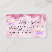 Rosa glitter droppar Kredit Card hologram add namn