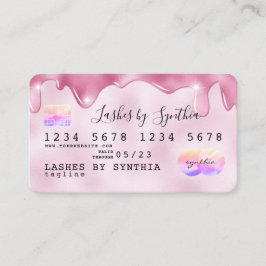 Rosa glitter droppar Kredit Card hologram add namn Visitkort