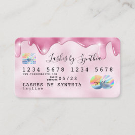 Rosa glitter droppar Kredit Card hologram add namn Visitkort
