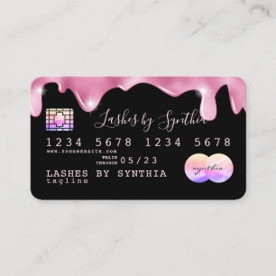 Rosa glitter droppar Kredit Card hologram add namn Visitkort