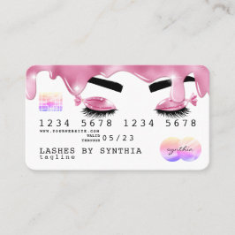 Rosa glitter droppar Kredit-hologramutslag Visitkort