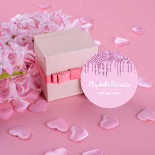 Rosa glitter droppar vit namn-flicka klistermärke