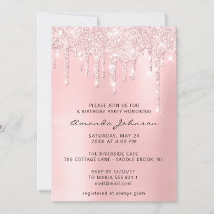 Rosa Glitter Effect Drift Baby Shower Girl Birthda Inbjudningar